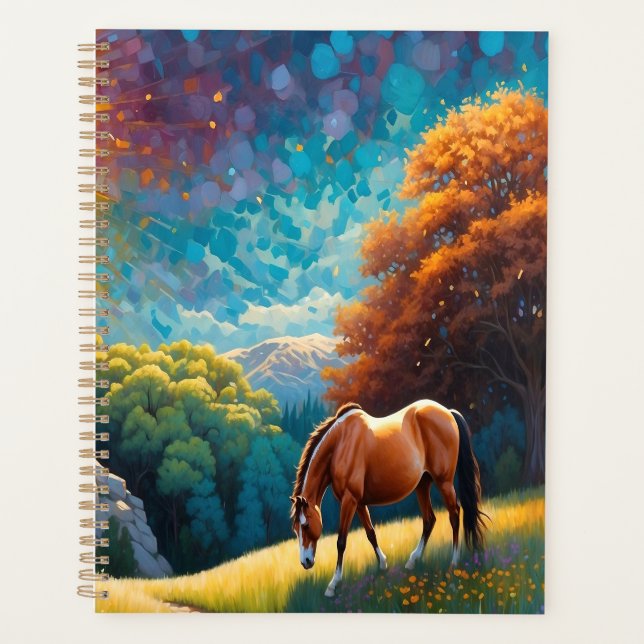 Horse and Flowers in a colorful meadow Planner (Front)