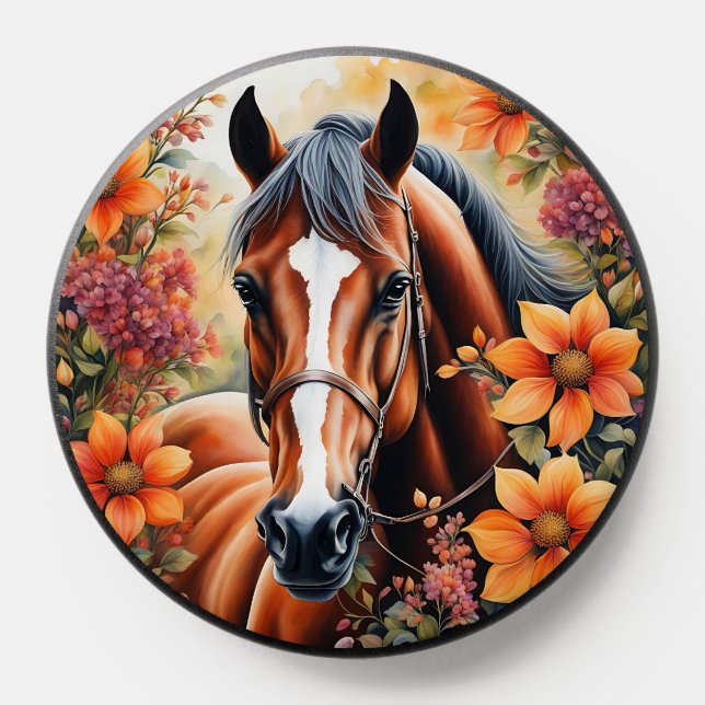 Horse And Flowers PopSocket (Popsocket)