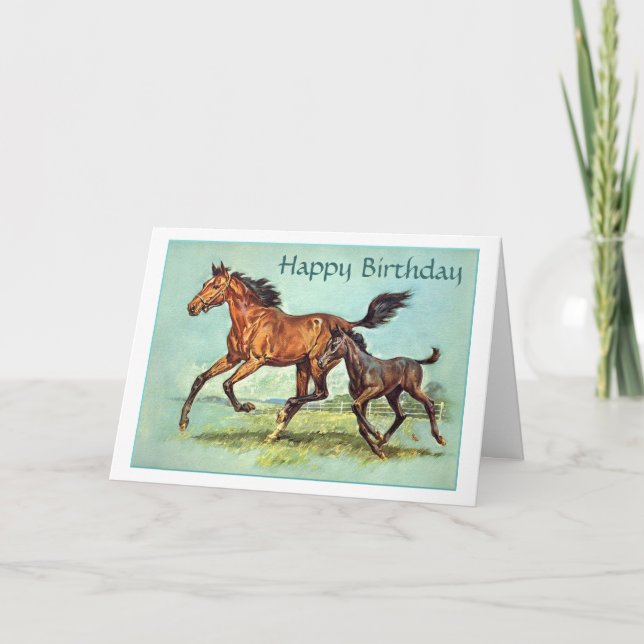Horse and Foal Birthday Card (Front)
