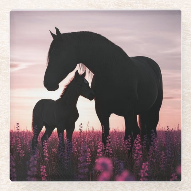 Horse and Foal Glass Coaster (Front)