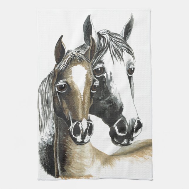 horse and foal kitchen towel (Vertical)