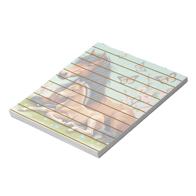 Horse and Foal Resting in a Spring Setting  Notepad (Rotated)