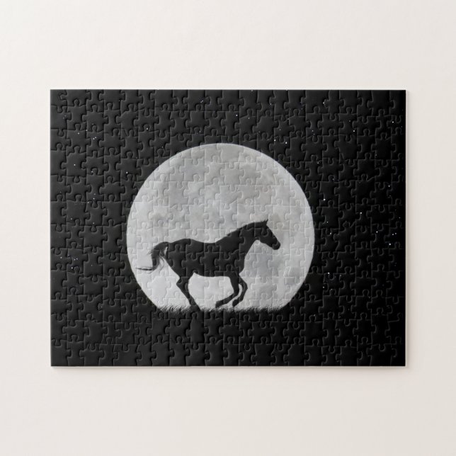 Horse and Full Moon Challenging Jigsaw Puzzle (Horizontal)