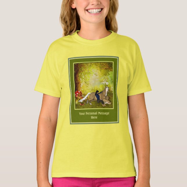 Horse And Girl Add Your Own Text Personalized T-Shirt (Front)