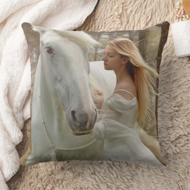 Horse and Girl Fantasy Pillow (Blanket)