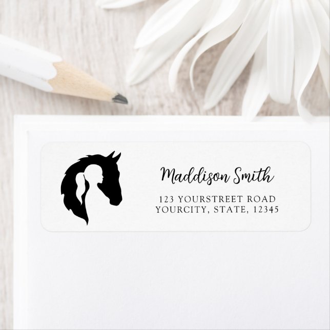 Horse and girl horse lover silhouette label (Insitu)
