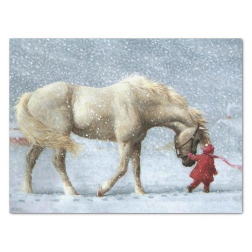 Horse and Girl in Winter Tissue Paper