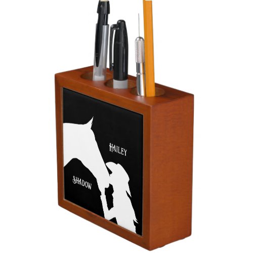 Horse and girl kiss Cowgirl western Desk Organizer