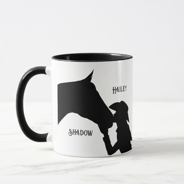 Horse and girl kiss Cowgirl western Mug (Left)
