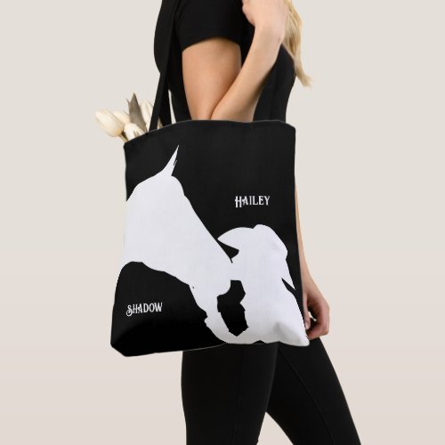 Horse and girl kiss Cowgirl western name Tote Bag