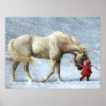 Horse And Girl Winter Poster at Zazzle