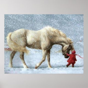 Horse And Girl Winter Poster by elizdesigns at Zazzle
