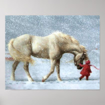 Horse and Girl Winter Poster