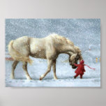 Horse And Girl Winter Poster at Zazzle