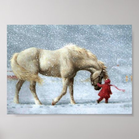 Horse And Girl Winter Poster