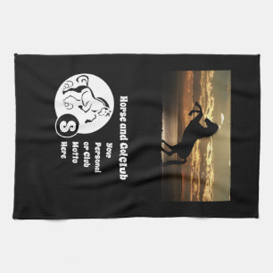 Horse and Golf Club Monogram Photo Kitchen Towel