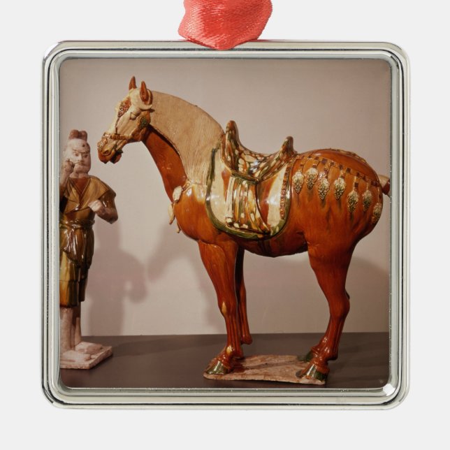 Horse and groom, Tang Dynasty Metal Ornament (Front)