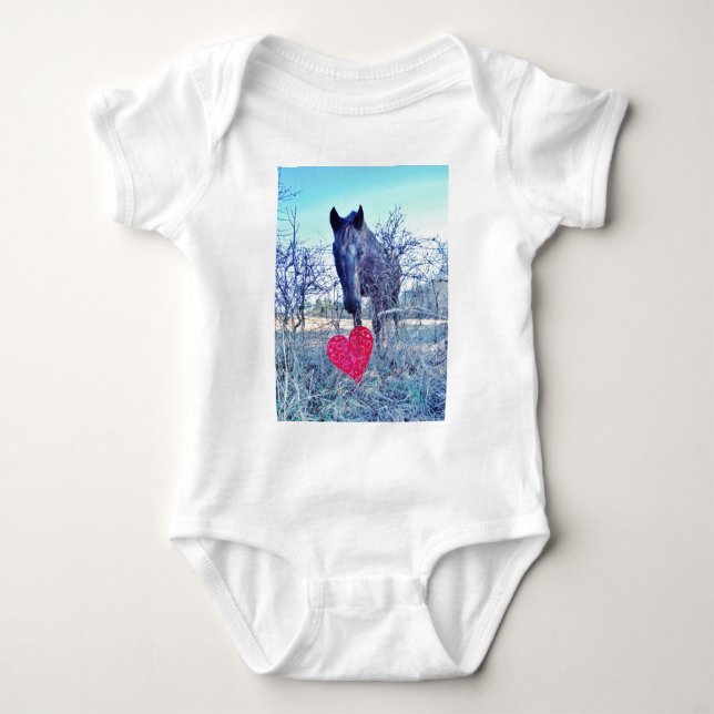 Horse and  Heart Baby Bodysuit (Front)