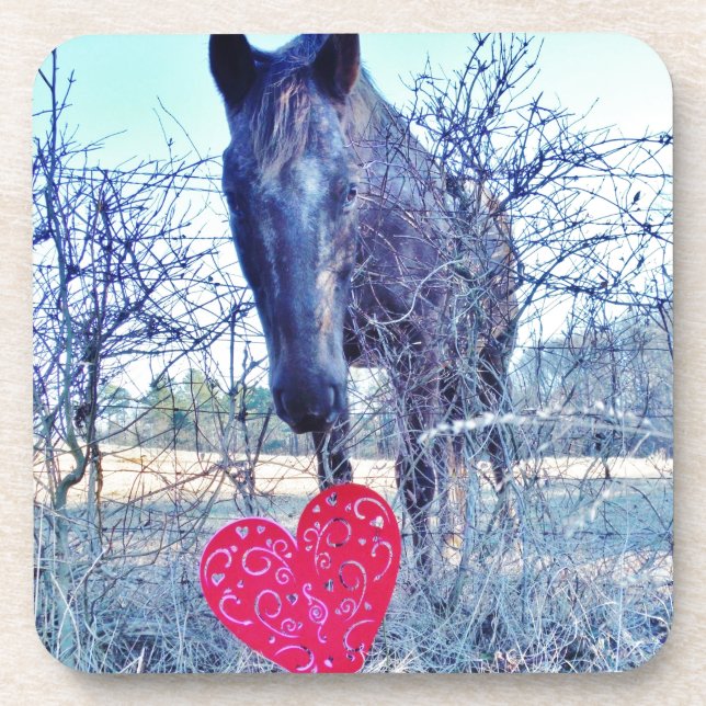 Horse and  Heart Beverage Coaster (Front)