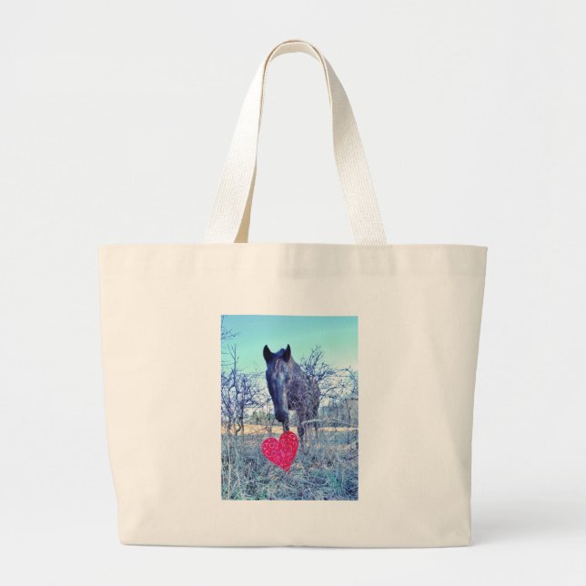 Horse and  Heart Large Tote Bag (Front)