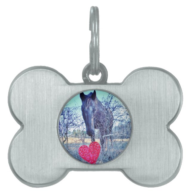 Horse and  Heart Pet Name Tag (Front)