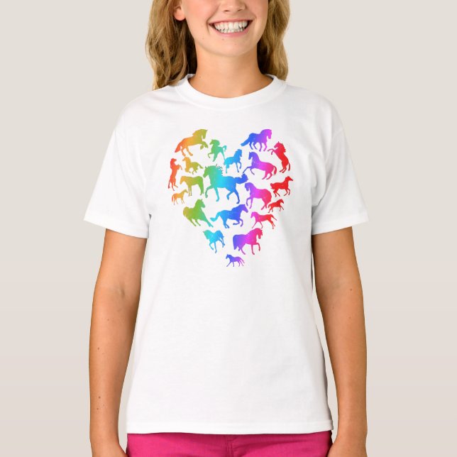 Horse and Heart T-shirt- Rainbow T-Shirt (Front)