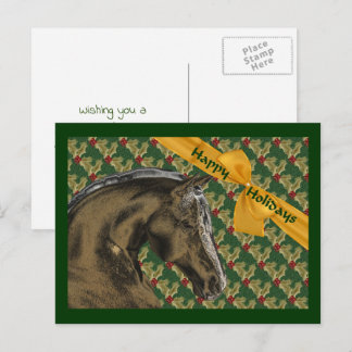Horse And Holly Christmas Holiday Customizable Postcard