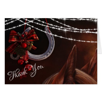 Horse and Horseshoe Christmas Holiday Thank You Card
