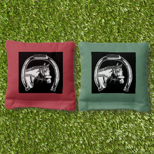 Horse and Horseshoe Scratch Art Cornhole Bags
