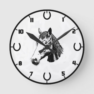 Horse And Horseshoe Wall Clock