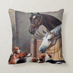 Horse and Hounds in a Stable Pillow
