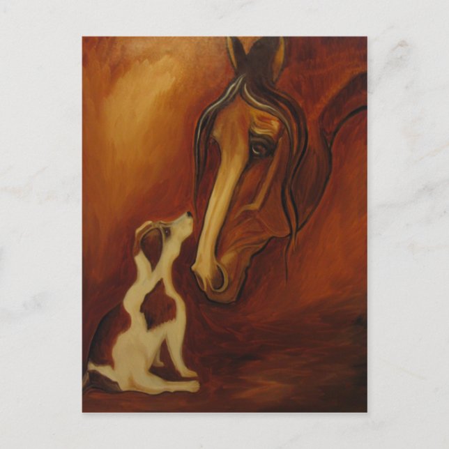 Horse and Jack Russell Postcard (Front)