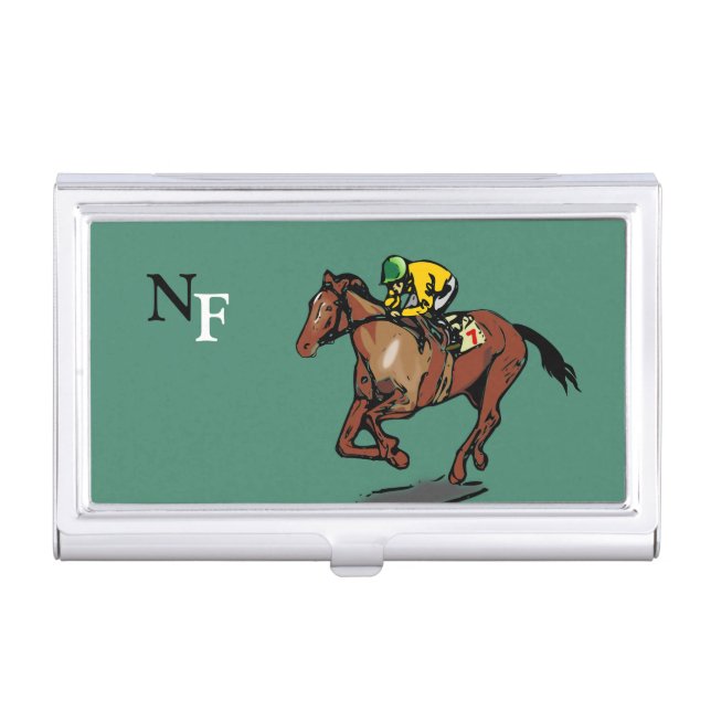 Horse and Jockey Business Card Holder (Front)