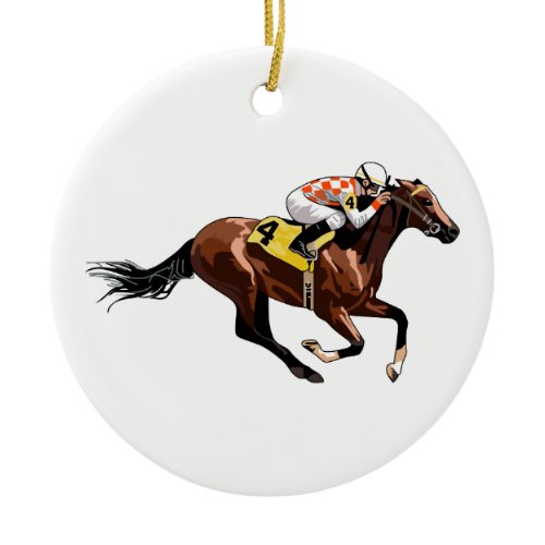 Horse And Jockey Ceramic Ornament