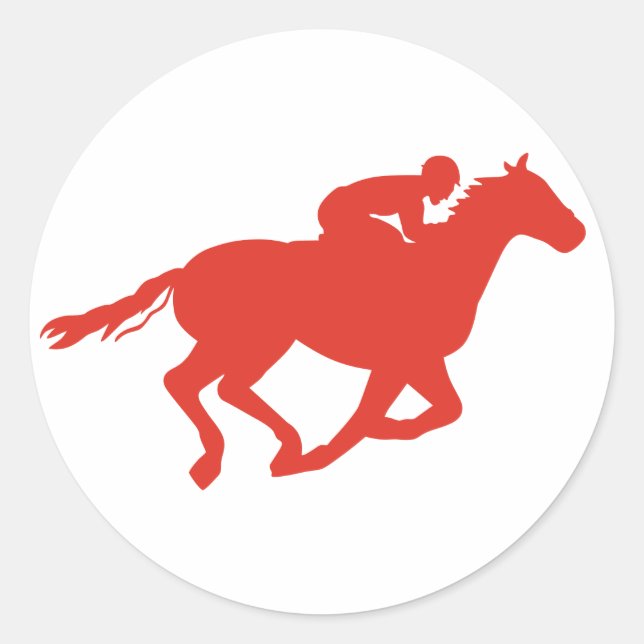 Horse and Jockey Classic Round Sticker (Front)