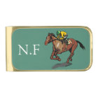 Horse and Jockey Horse Racing Dark Green Monogram