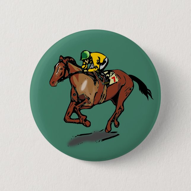 Horse and Jockey Pinback Button (Front)
