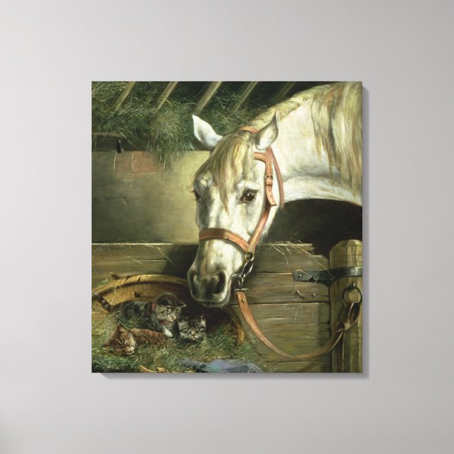 Horse and kittens, 1890 canvas print (Front)