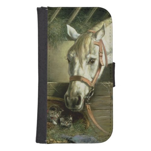 Horse and kittens 1890 wallet phone case for samsung galaxy s4