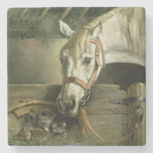 Horse and kittens, 1890 stone coaster