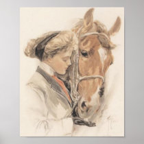 Horse and Lady Poster Vintage