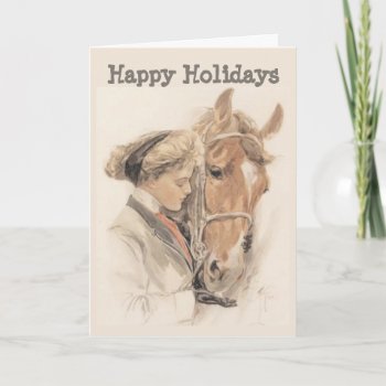 Horse And Lady Vintage Christmas Card by horsesense at Zazzle