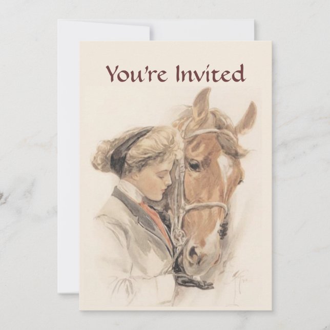 Horse and Lady Vintage Party Invitation (Front)