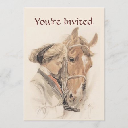 Horse And Lady Vintage Party Invitation
