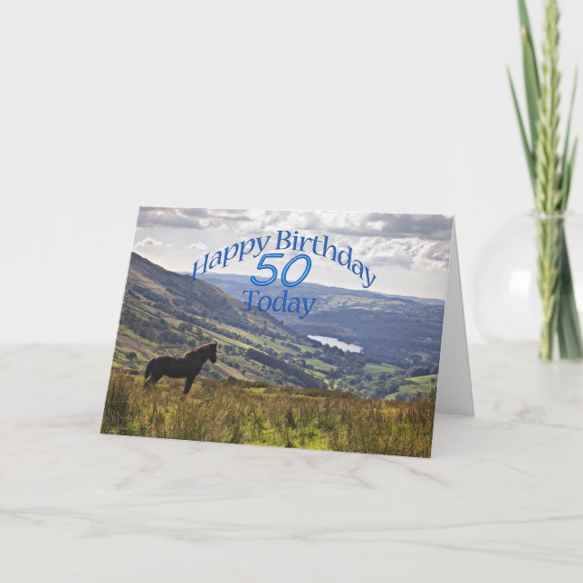 Horse and landscape 50th birthday card (Front)
