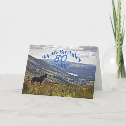 Horse and landscape 80th birthday card