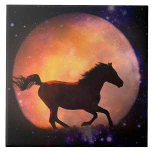 Horse and Moon Art Tile