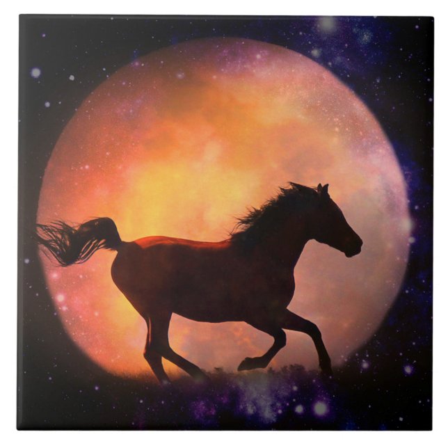 Horse and Moon Art Tile (Front)