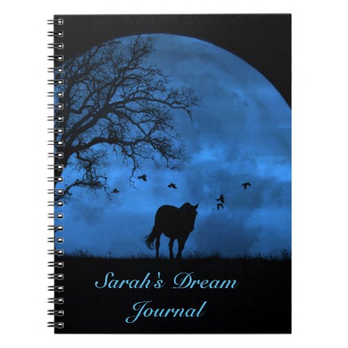 Horse and Moon Dream Journal or Notebook