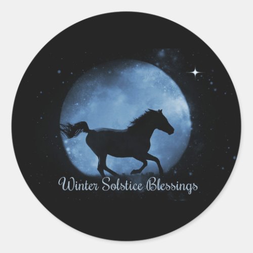 Horse and Moon Winter Solstice Blessings Stickers